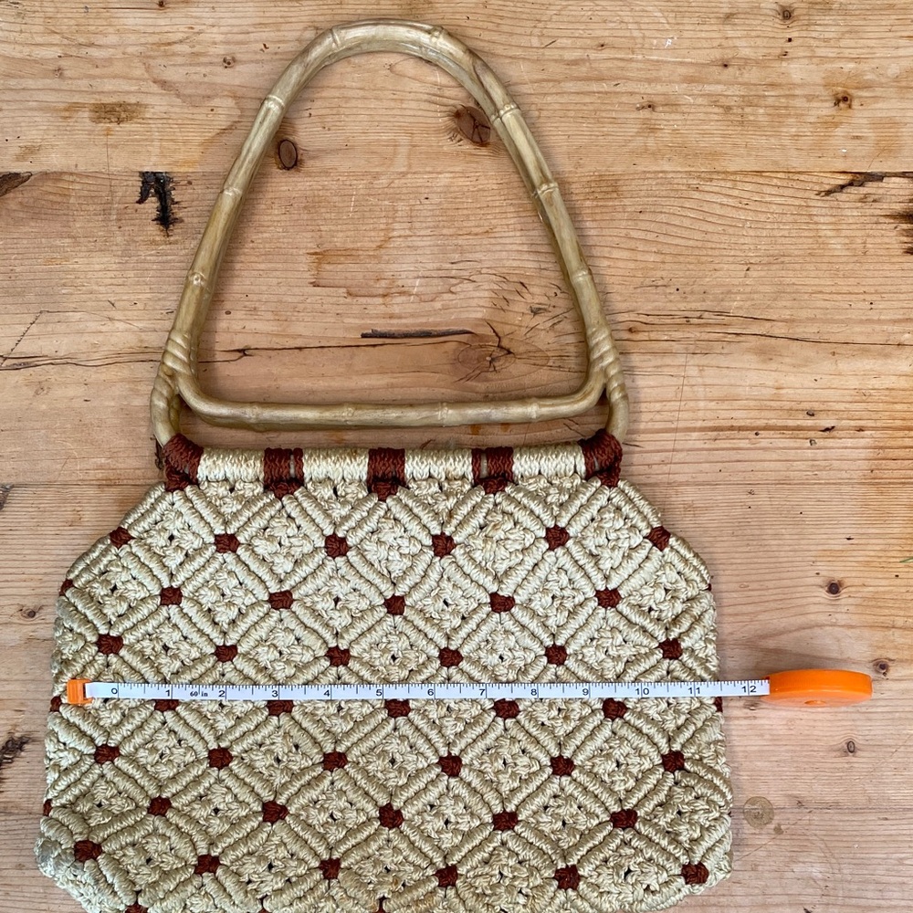 Vintage Woven Handbag with Bamboo Handle